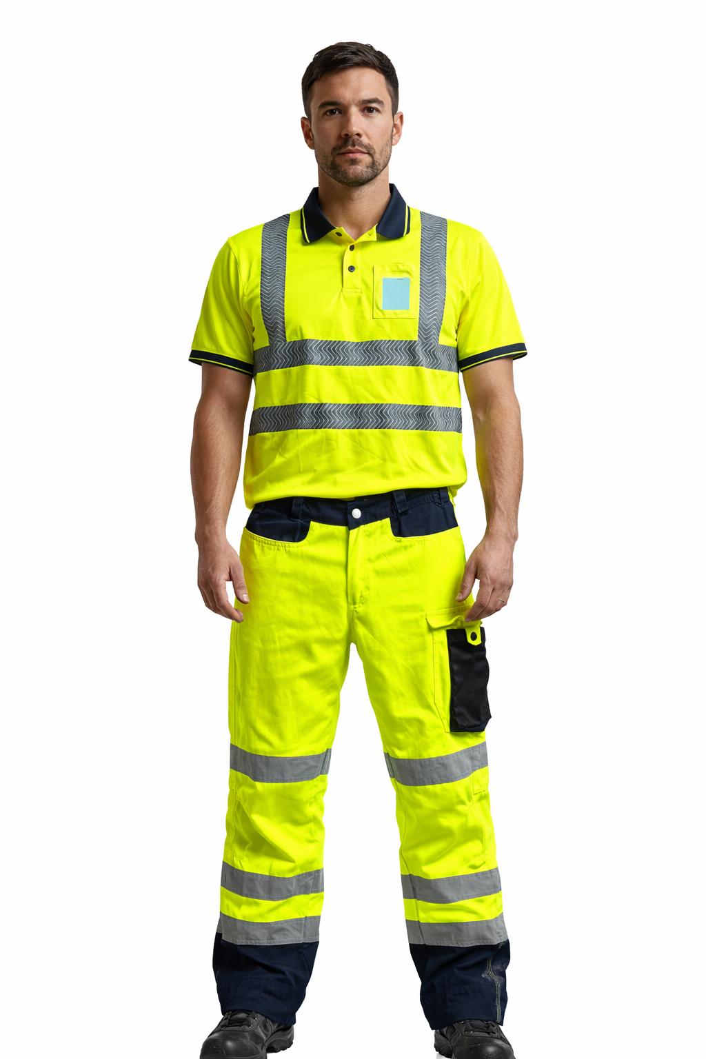 Pachet Echipament Protectie Second Hand Hi-Vis: 5 Tricouri Polo + Pantaloni de Lucru